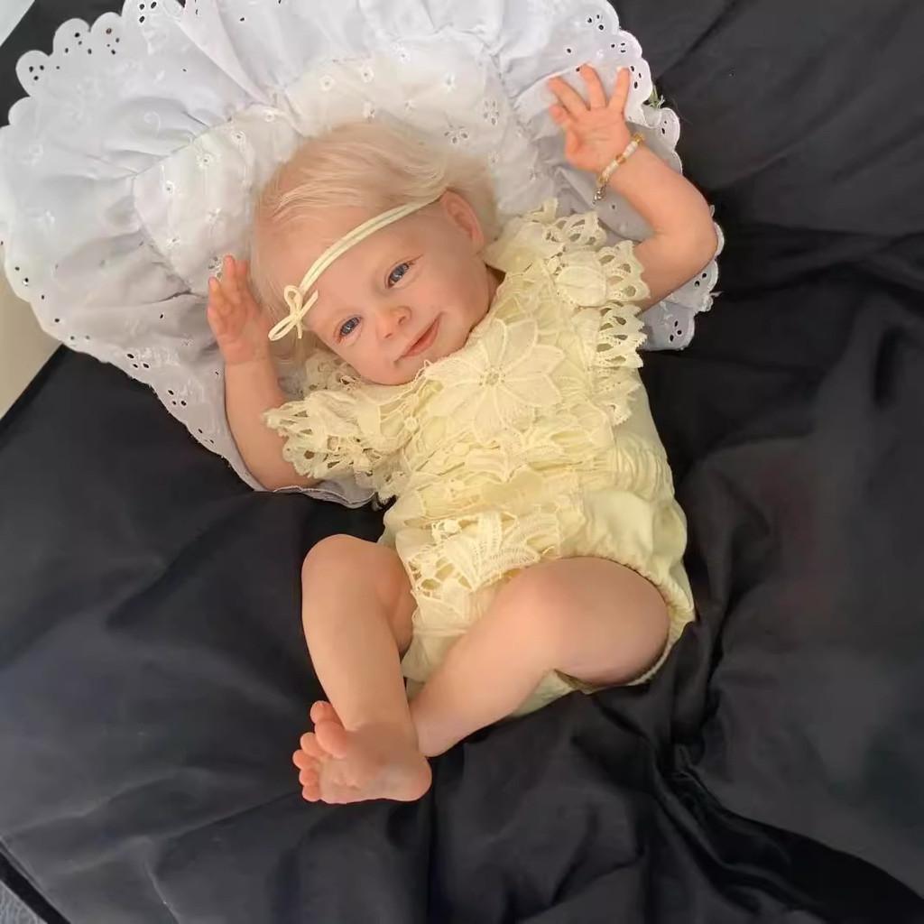 Złote Włosy Symulacja Zabawka Lalka Reborn Z Żółtym Ażurowym Ubraniem Design Dla Dzieci Prezent Świąteczny