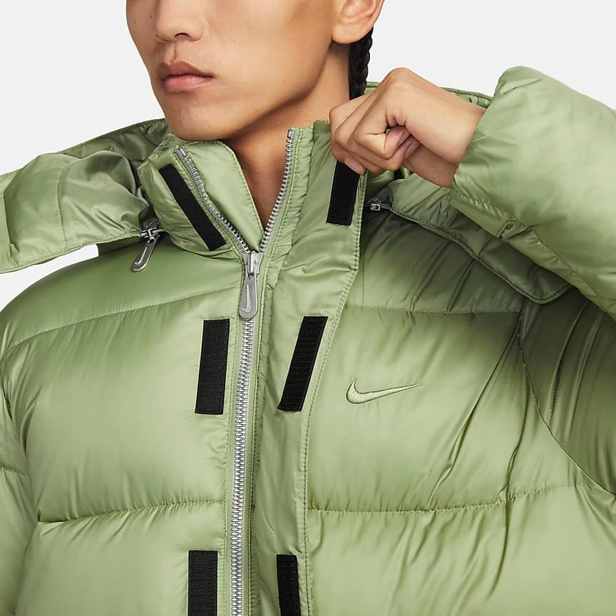 Nike Outdoor Contrast Color Lightweight Quilted Cotton Down Jacket With Logo Embroidery Men Jacket Green DQ4921-334