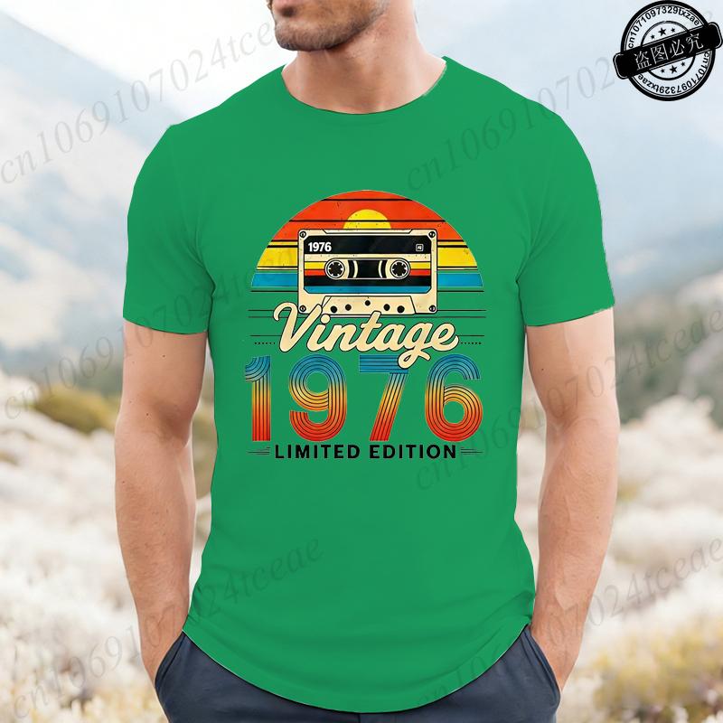 Vintage Born In 1976 Retro 50th Birthday Tshirt Unisex Unisex Funny Y2k Clothes Street Fashion Graphic T Shirts 50 Years Old Gifts