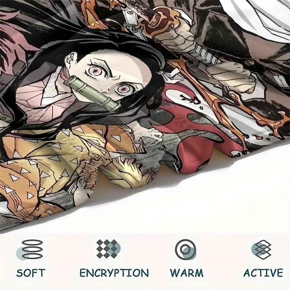 Demon Slayer Retro Style Blanket, Soft Throw for Sofa Bed, Ideal Gift for Retro Anime Fans.chl