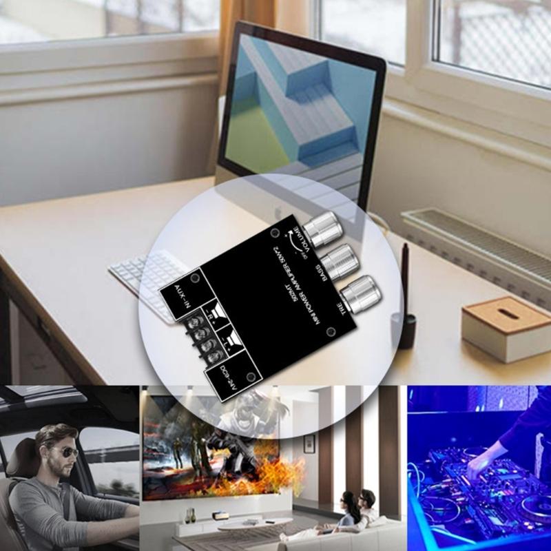 Bluetooth-compatible Stereo Power Amplifier 2x50W 2 Channel Sound Stereo Receiver with TrebleBass for Car Home