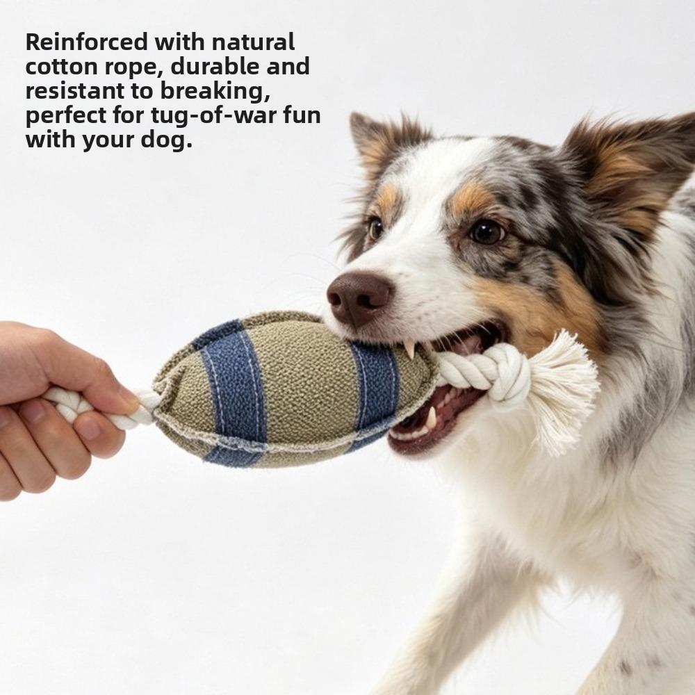 Rugby Shaped Dog Chew Toy Interactive Dog Teething Toys Pet Knot Toy Dental Health Care