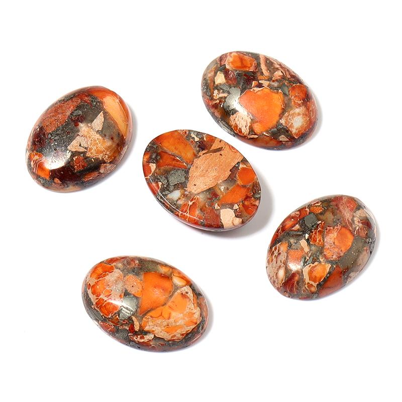 2pcs/lot Natural Stone Cabochon Colorful Imperial Jasper Oval Beads Gemstone Cabochon For DIY Necklace Rings Jewelry Accessories