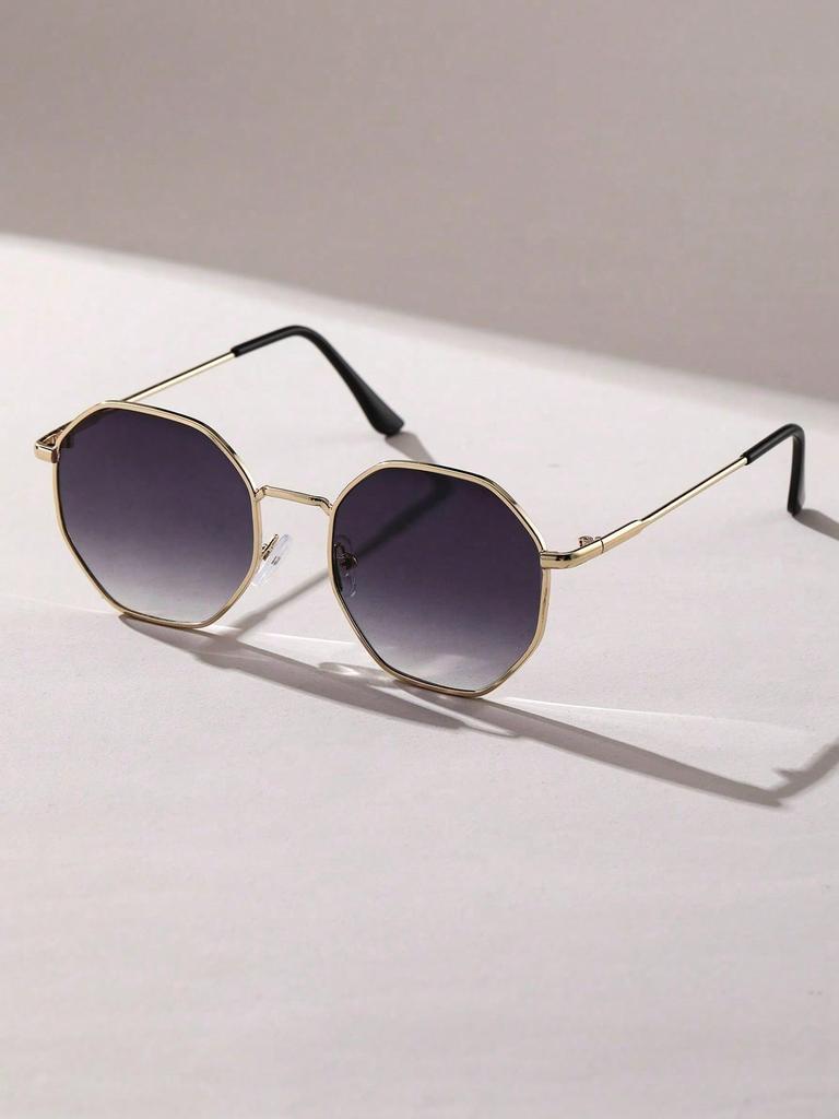 1PCS Fashion Geometric Metal Frame Sunglasses For Women Men UV Protection Daily Life Shades Eyewear Accessories