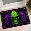 Cyberpunk Dark Skull Flannel Mat Home Entrance Door Mat Bathroom Doorway Anti-Slip Foot Pad Bedroom Bedside Absorbent Carpet