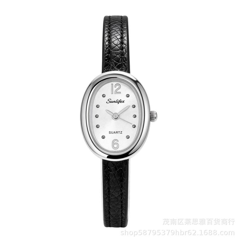 Sunlifex Fashion Oval Quartz Watch Women Leather Strap Ankora Red Luxury Minimalist Style