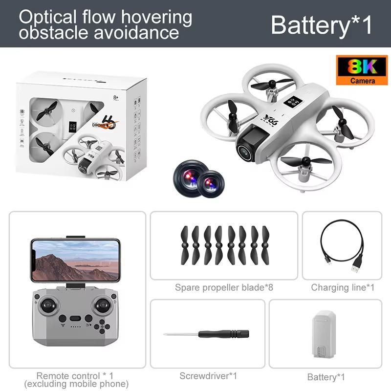 V66 Drone Aerial Photography RC Aircraft HD Dual Camera Intelligent Obstacle Avoidance Fixed Height Aircraft Foldable Quadcopter Children's Toys