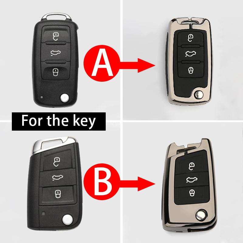 For Volkswagen Polo Golf 4 5 6 7 MK7 Tiguan Mk2 Jetta Bora T-ROC T-CROSS Scirocco Galvanized Alloy+Silicone Car Remote Key