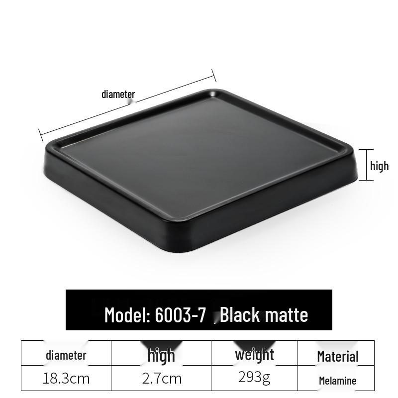 Black Melamine Japanese Sushi Tray - Long Shallow Plate for BBQ & Food Arrangement