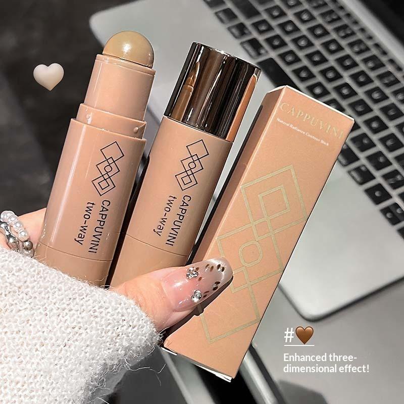 Cappuvini Doppia Testa Bronzer Viso Stick Contouring Trucco in Crema Lunga Durata Liscio Correttore Schiarire il Viso Contouring Con Pennello