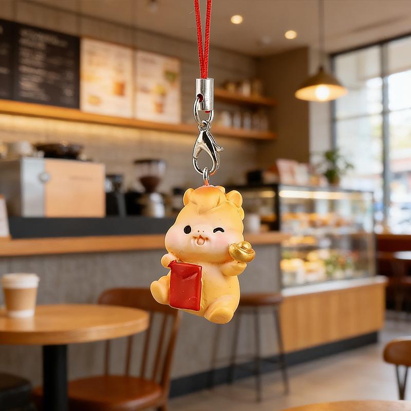 

Cartoon Year Of The Horse Keychain Mascot Pony Phone Hanging Pendant For Backpack Ornament New Year Blessing Gift A13