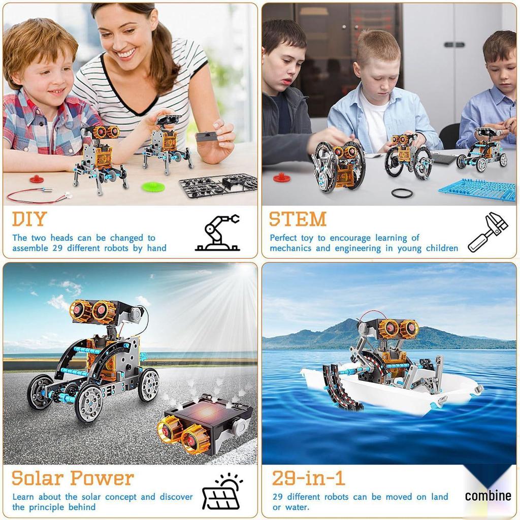 2024 DIY 29-in-1 Solar-Powered Self-Assembling Toy Car & Intelligent Robot Kit