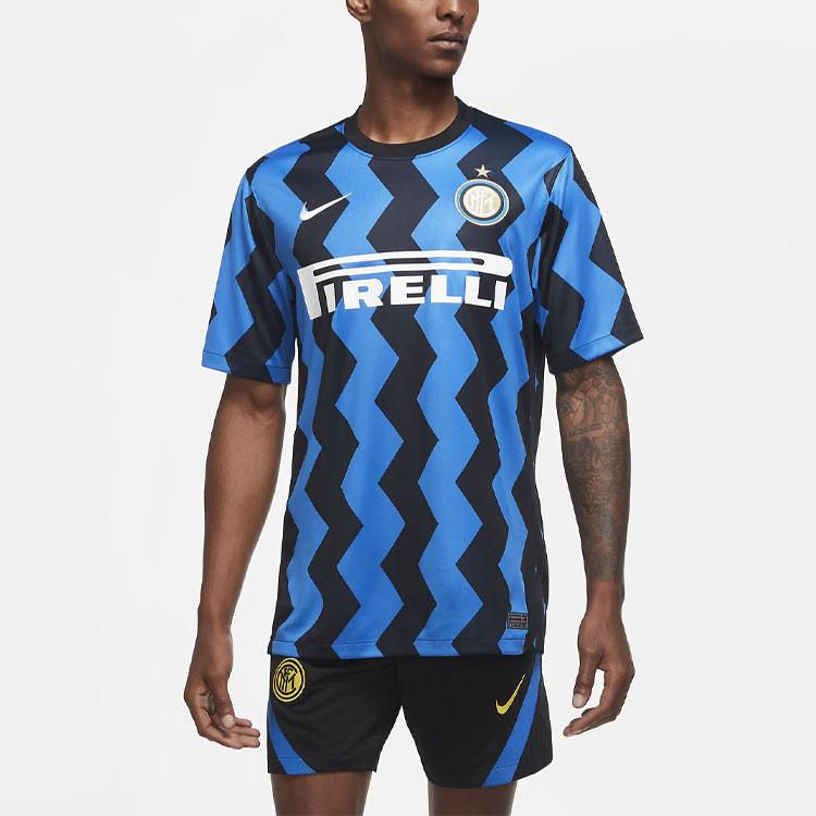 Nike 2020/21 Inter Milan Home Fan Edition Soccer Jersey T-Shirt Men Tops Blue White CD4240-414