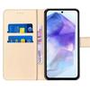 Coque pour Samsung Galaxy A55 5G, Protection Antichoc en Cuir PU avec Porte-Cartes et Fonction de Support - Doré