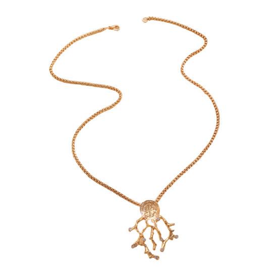 

Faux Red Coral Drop Earrings And Necklace Textured Alloy Jewelry with Red Enamel Zircon Accents Unique Ocean-Inspired Design Gift for B золотистый