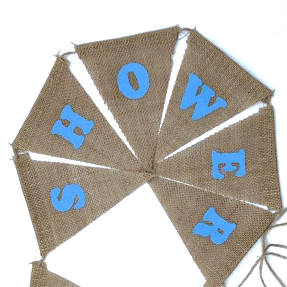 11pcs/ Set Fashionable Jute Triangle Banner Baby Shower English Letter for Party Decoration