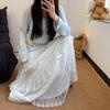 White lace splicing skirt women's spring and autumn summer new high waist and thin big pendulum cake skirt long skirt