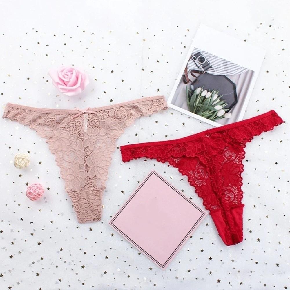 Thong Underwear for Women Low Waist Mesh Lace Briefs Breathable Lace Panties Girl
