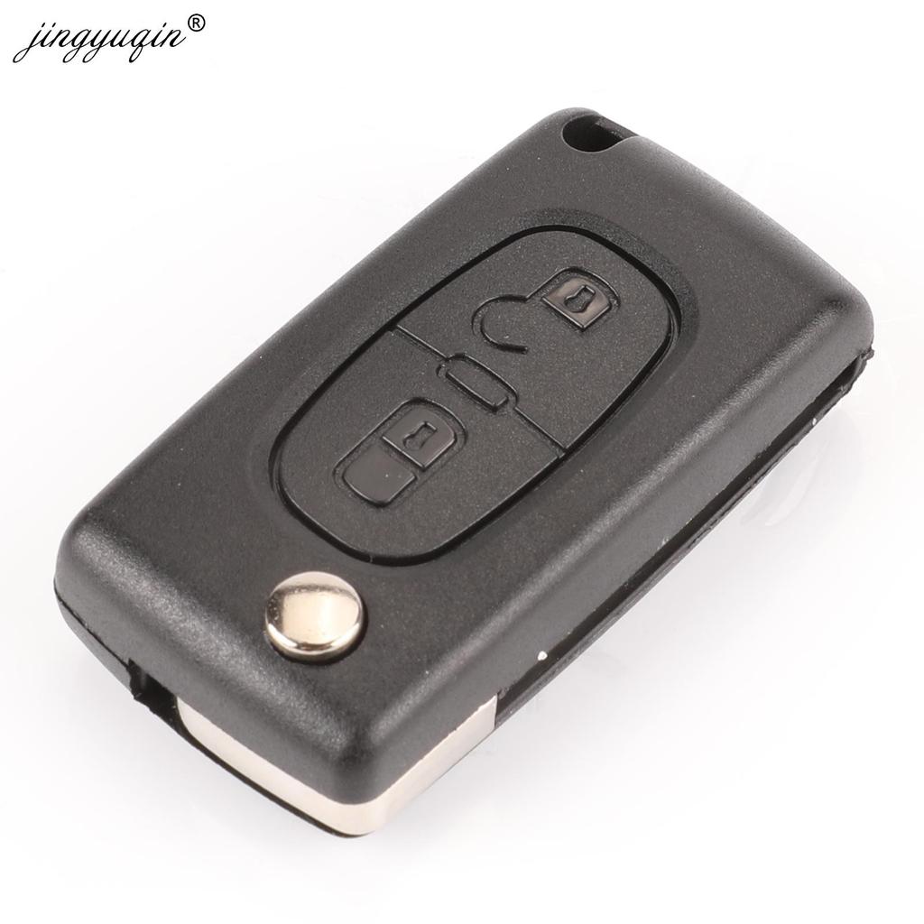 jingyuqin 10pcs HCA Hu83 Flip Remote Key Shell 2 Button for Peugeot 307 408 308 3008 Citroen C2 C5 C6 C8 Xsara Picasso Fob Case