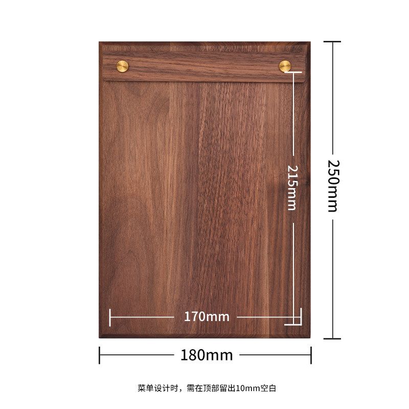 Fangye | Black Walnut Menu Holder Folder Solid Wood Base Plate Retro Textured Design Japanese Style Brass Coffee Restaurant