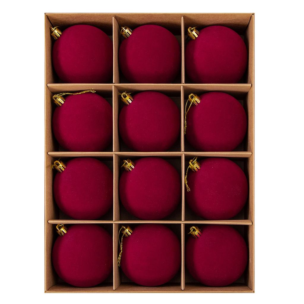 6 Pack Flocked Christmas Ornament Hanging Decorations for Tree Holiday Party Supplies