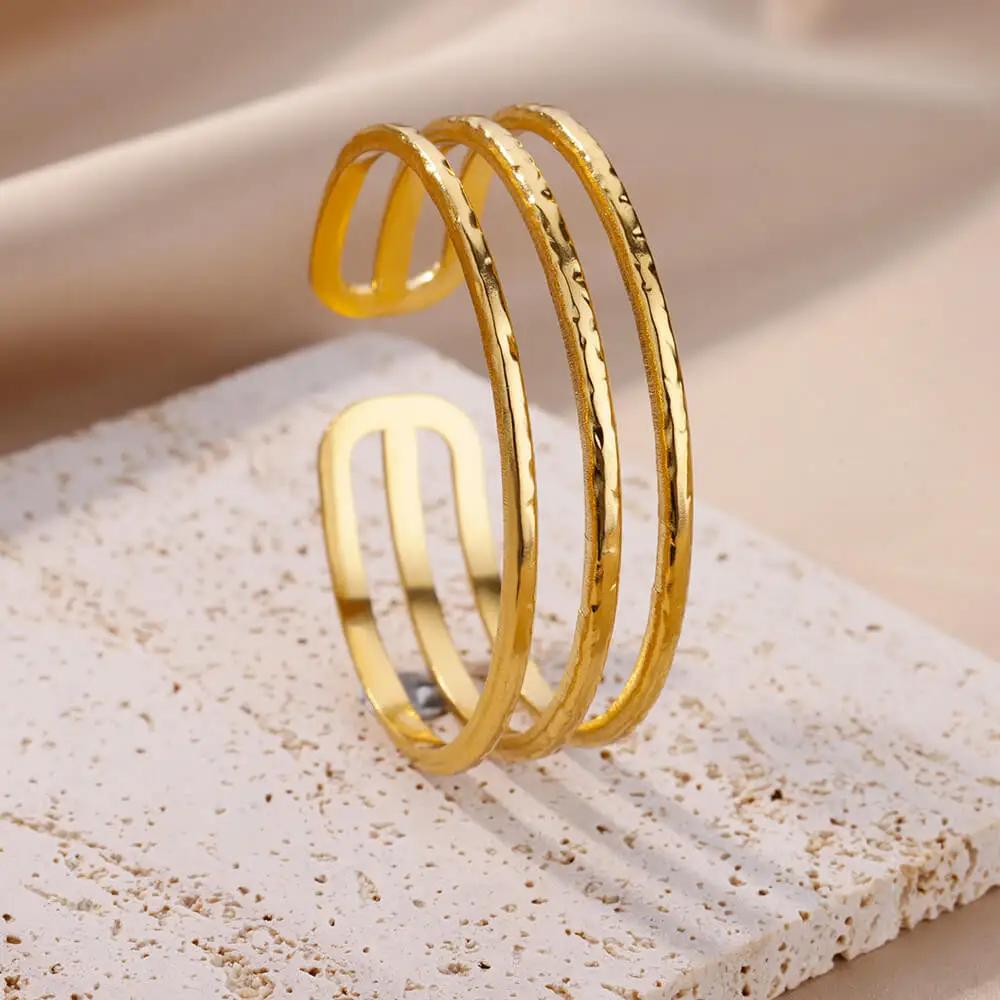 Stainless Steel Bangles Bracelet for Women Gold Plated Luxury Multi-layer Bracelets Jewelry pulseras mujer