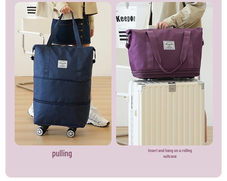 XL Expandable Rolling Travel Bag with Quick Release Wheels for College Students