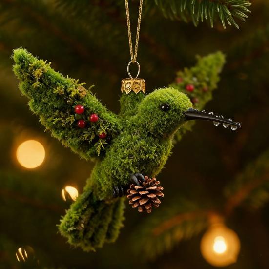 Colorful Hummingbird Christmas Ornament Xmas Tree Car Rearview Mirror Acrylic Hanging Bird Shape Decoration Holiday Party Pendant