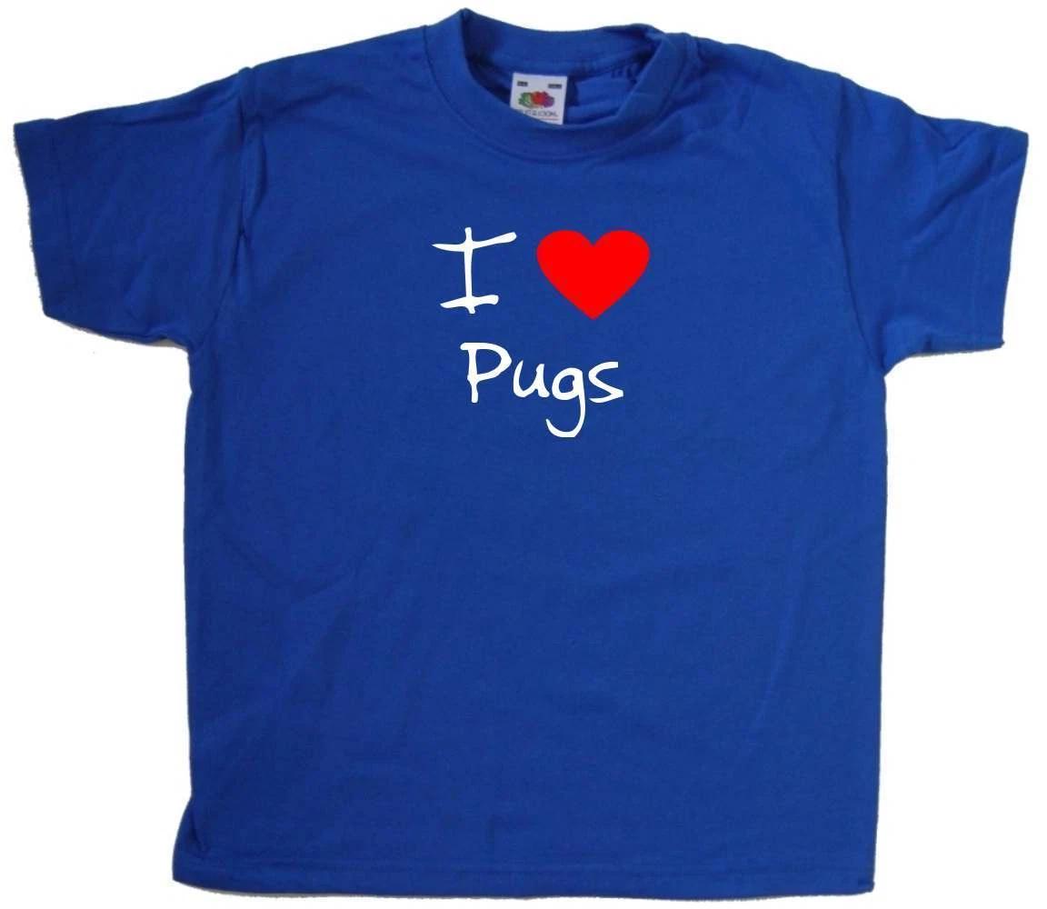 Я люблю мопсов с сердцем Детская футболка 130