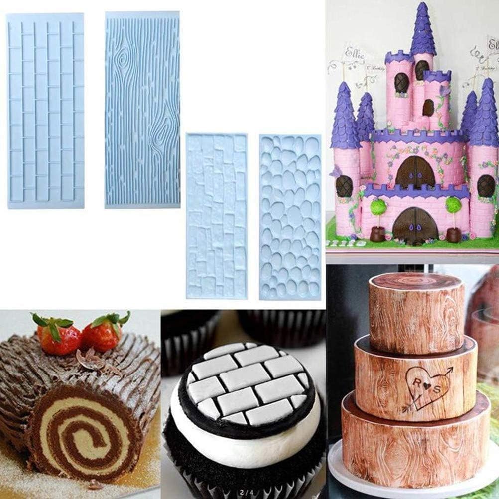 10 Set Fondant Impression Mat Mold Lace Embossing Mat Tree Bark/Brick Wall/Flower/Stone Wall Fondant Impression Mats Texture Design for Cupcake