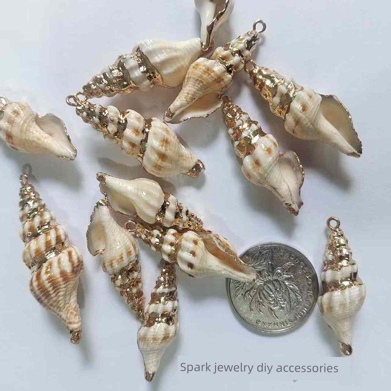 

Конх Гальванопокрытие Сделай сам Аксессуары для украшений Серьги Подвеска Подвеска Креативная ручная работа Натуральная ракушка 5 #1 screw golden edge