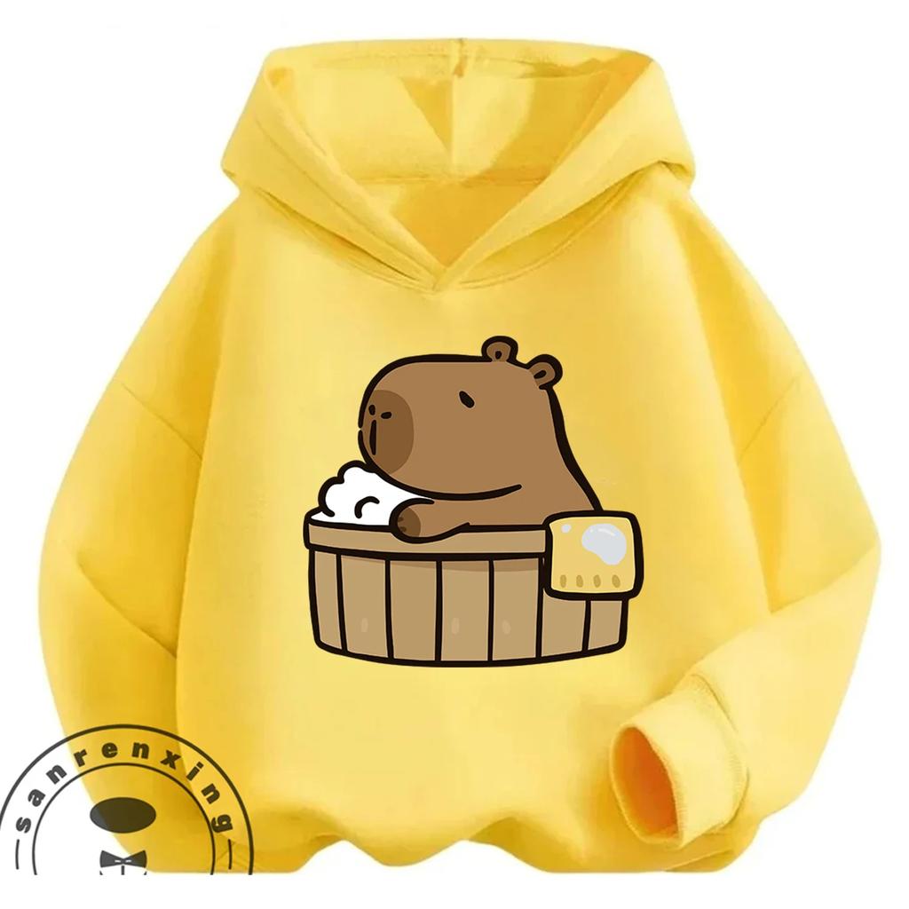 Loose Comfy Spring Autumn Hoodie Capybara Trendy Animal Motif Casual All Match Streetwear For Kids