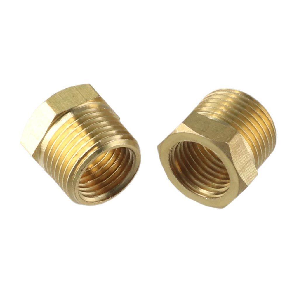2 Stück Messingrohrfitting Sechskantbuchse, 3/8" NPT Außengewinde auf 1/4" NPT Innengewinde Reduzierbuchse Messingrohrfitting Reduzierstück Adapter