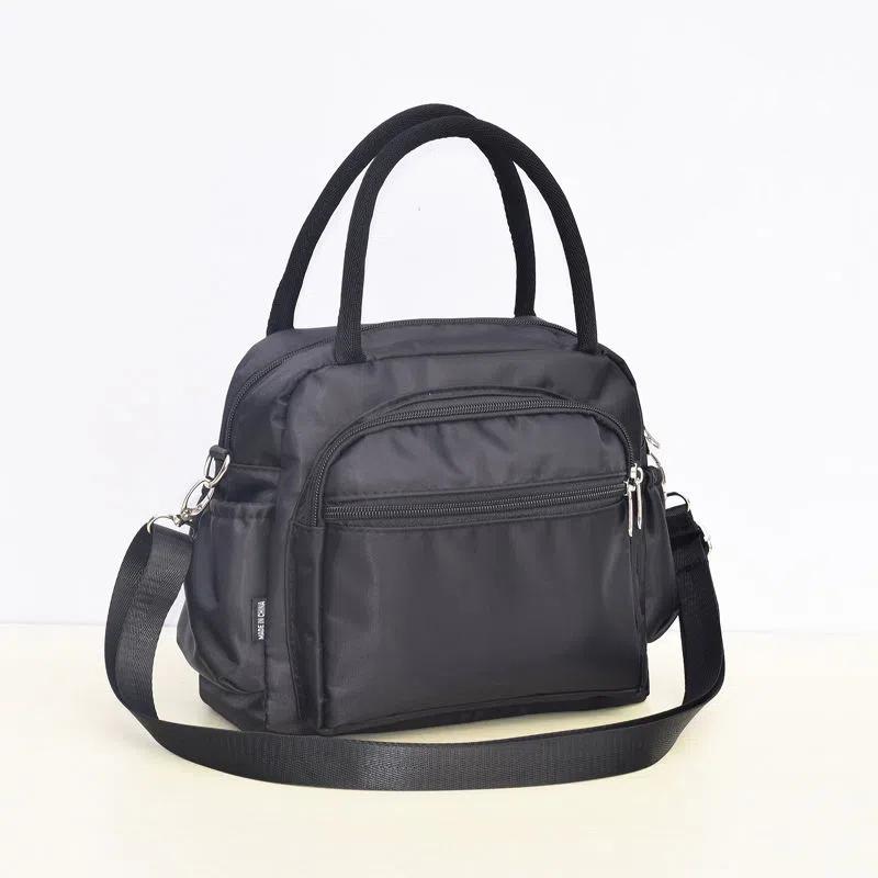 

WTEMPO женские повседневные сумки на одно плечо, женские однотонные сумки Bento большой вместимости на молнии с несколькими карманами, холщовая сумка 25*11*21cm чёрный