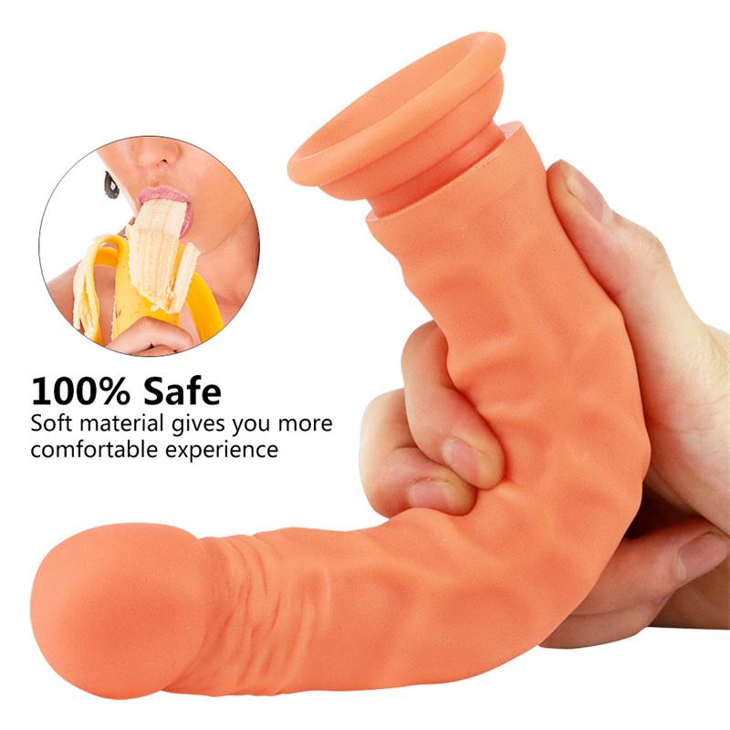 Ventuză Penis de Simulare Lung Fără Ou Silicon Moale Penis Fals Dispozitiv de Masturbare Manuală pentru Femei Jucărie Adultă pentru Femei