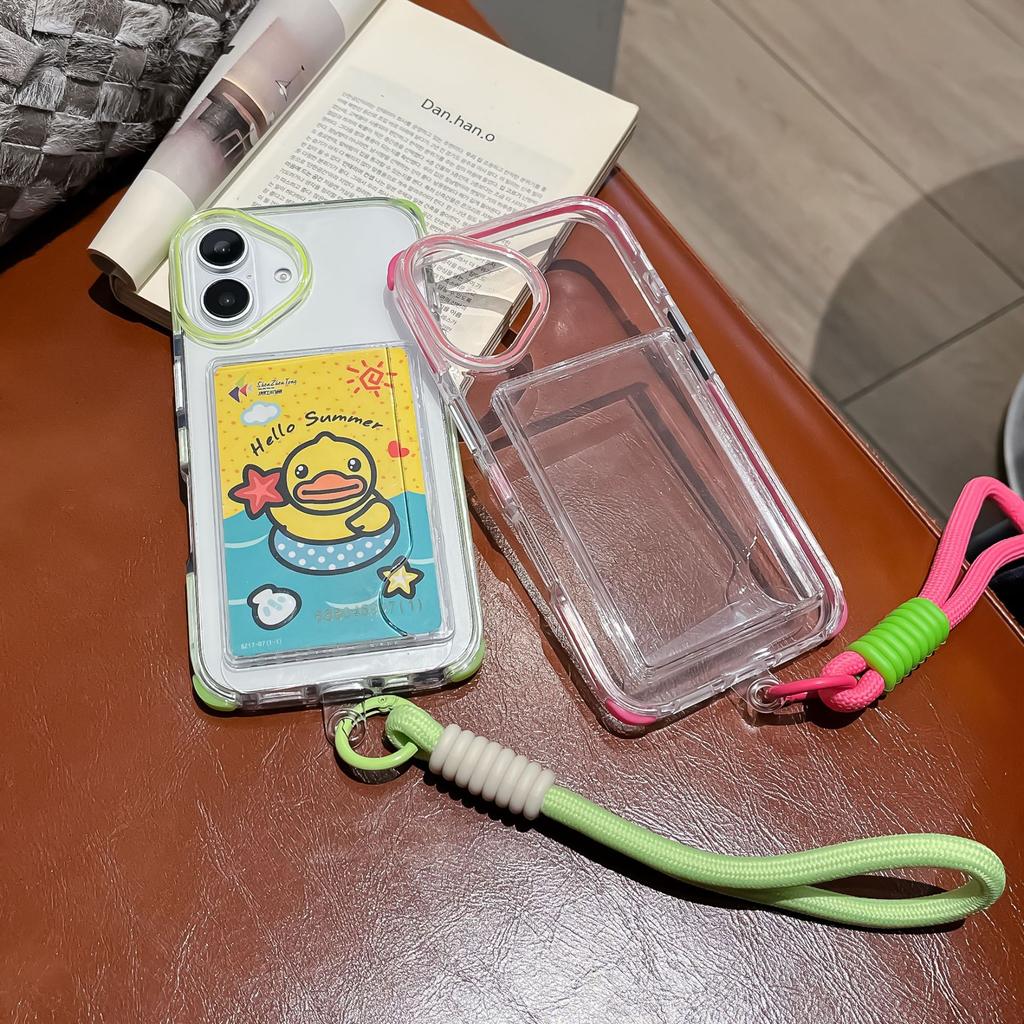 Candy Card Bag Is Suitable for iPhone16promax Lanyard Mobile Phone Case Apple 15 Transparent Non-yellow 14 Anti-drop Cover