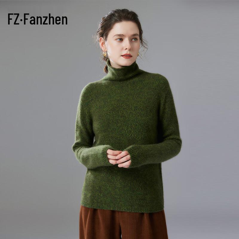 Fanzhen Damen Pullover mit Rollkragen aus dicker Kaschmir-Mischung
