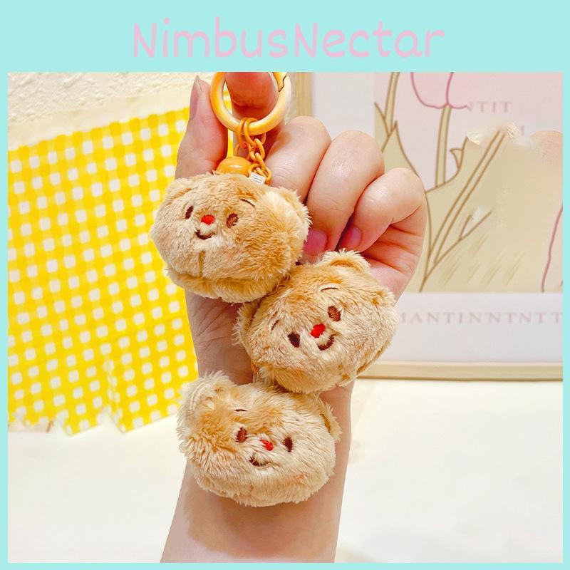 Cute Brown And Pink Cream Bear Plush Keychain Charming Bag Accessory For Kids