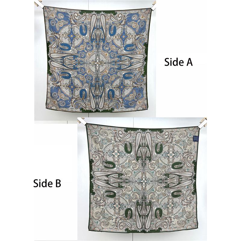 66*66cm Labyrinth Taille Trommel Doppelseitige 30% Maulbeerseide + 70% Wolle Warm Neck Square Schal Halstuch