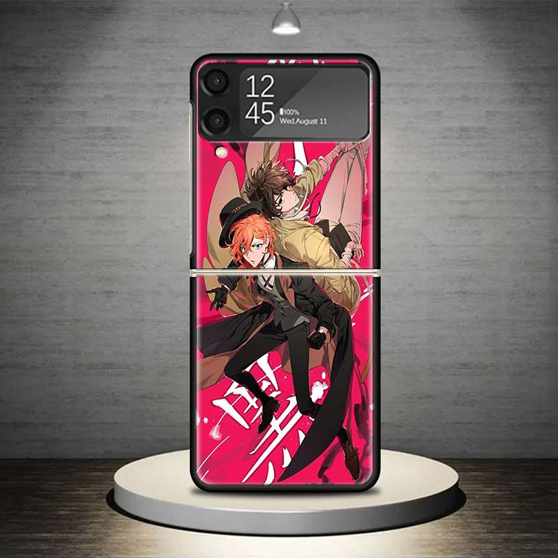 Bungo Stray Dogs Double Black Phone Case For Samsung Galaxy Z Flip 7 6 5 4 3 5G Shockproof Cover Z Flip7 Flip6 ZFlip5 Flip3 Flip