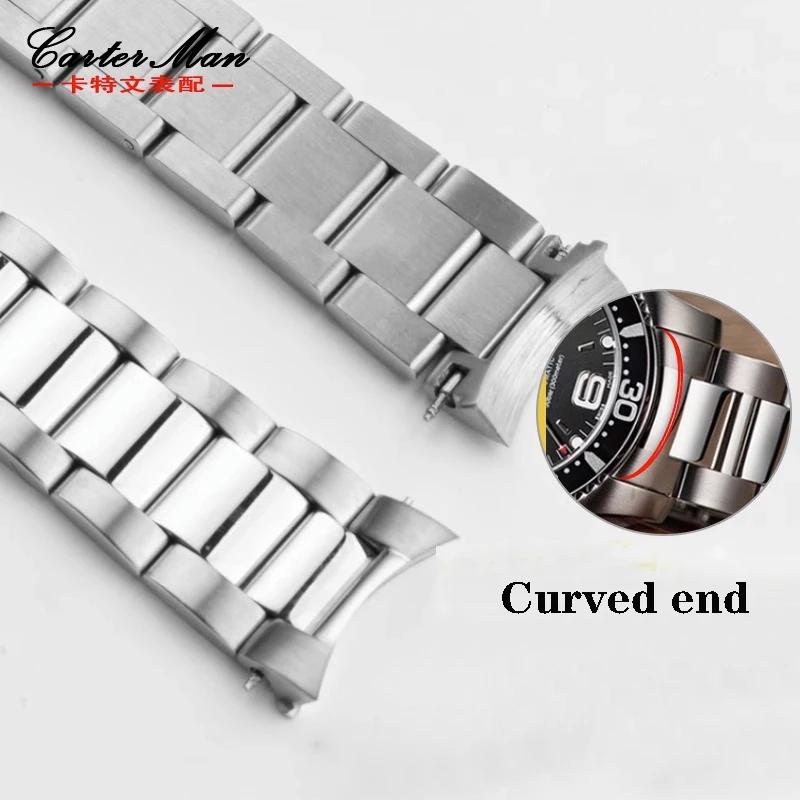 Stainless Steel Watch Band 21mm for Longines HydroConquest Conquest L3.781 782 642 Silver Solid Watch Straps