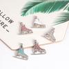 Rhinestone Ice Skating Charm for Necklace Bracelet Keychain Jewelry Making Metal White Enamel Pendants Accessories
