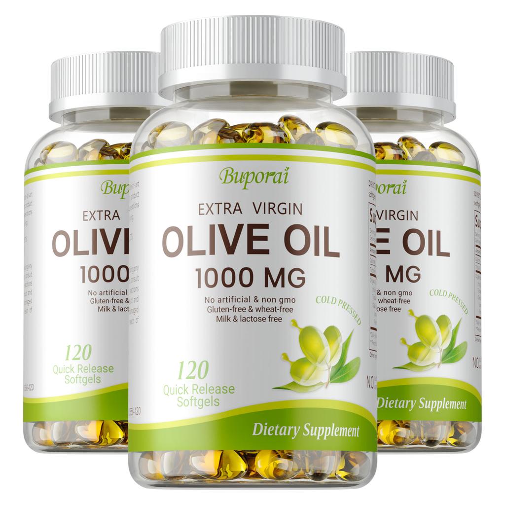 Kapseln mit nativem Olivenöl extra, 1000 mg, natürliche pflanzliche Ernährung, Immununterstützung, für Erwachsene geeignet.