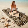 1PC Custom Name Leopard Heart Name Beach Towel Highly Absorbent And Sand-Resistant Towel for Swimming, Pool, Yoga, And Travel Lightweight