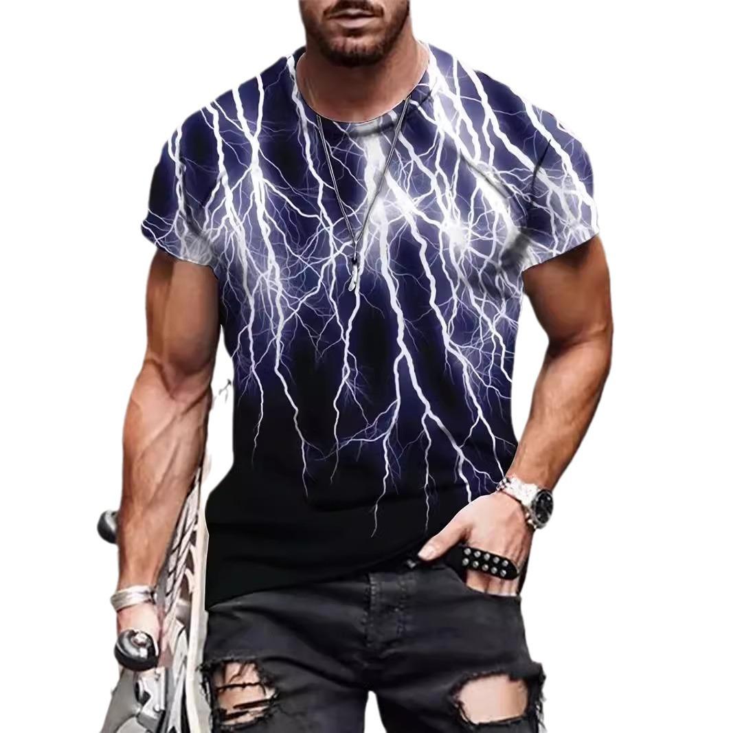 Men s T-shirt Trendy 3D Digital Printed Short Sleeved Top S