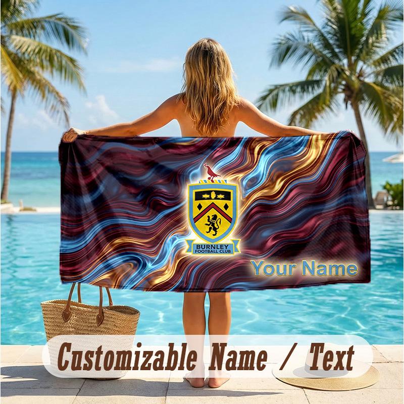 Custom Text Beach Towel, Soft Absorbent Swimming Multi-use TowelBurnley Football