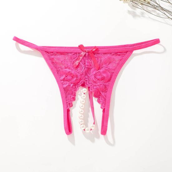 Trendy Sexy Undertøy Åpent Skritt Beskyttende Sømløs Hekle Blomster Blonder Perspektiv Stringundertøy for å sove