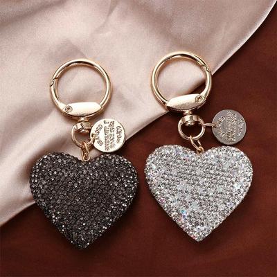 Women's Bag Charm Interior Accessories Rhinestone Backpack Pendant Love Heart Keychain Key Ring Crystal Keyring Keys Holder