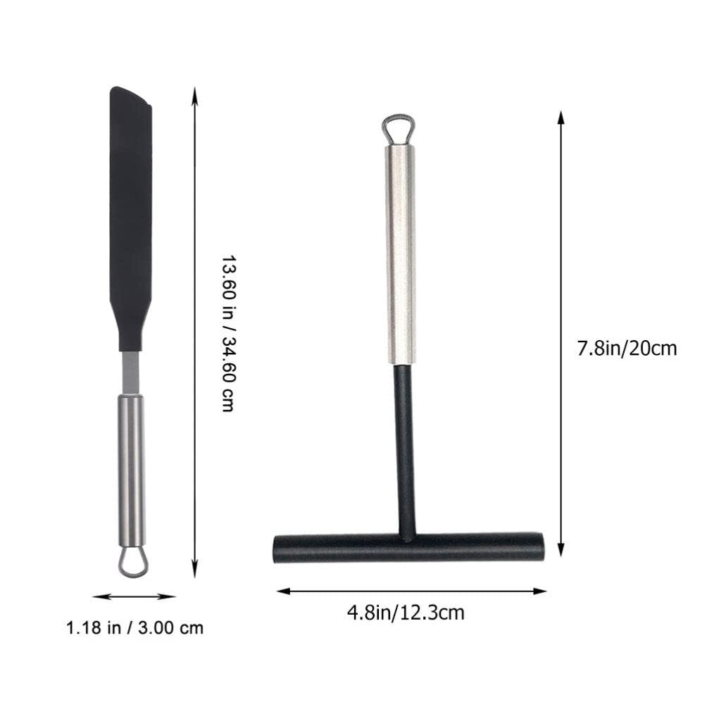 Luxshiny Crepe Spreader and Spatula Kit, T-shaped Stainless Steel Crepe Spreader Tool, Crepe Pan Maker, Pancake Spatula Set