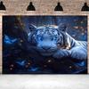 1Pcs Giant White Tiger Blue Butterflies Decoration Background Backdrop For Photo Studio Photo Booth Party